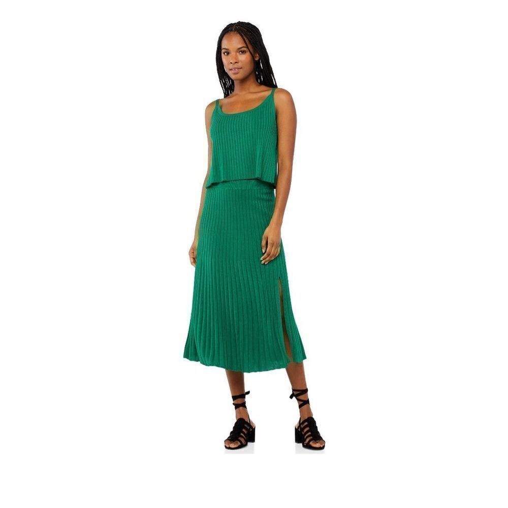Scoop NYC green 2-piece tank sweater & skirt set small 4-6
